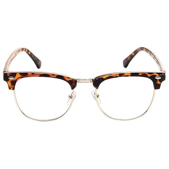 vintage fashion half frame semi-Rimless clear lens glasses Leopard - Picture 5 of 5